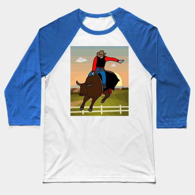 Rodeo Riding On A Bull Baseball T-Shirt by flofin